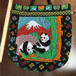 Beaded Bag with Panda print on both sides
